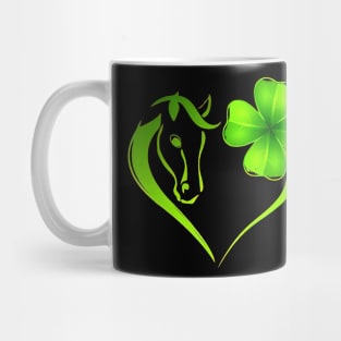 Irish Horse Heart Leaf St Patrick Day Clover Heart Horse Mug